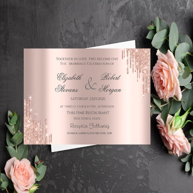 Elegant Rose Gold Glitter  Wedding Invitation (Creator Uploaded)
