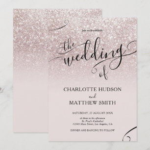 Elegant Rose Gold Glitter Wedding Invitation