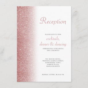 Elegant Rose Gold Glitter Wedding Reception Card