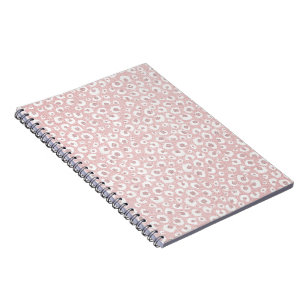 Elegant Rose Gold Glitter White Leopard Print Notebook