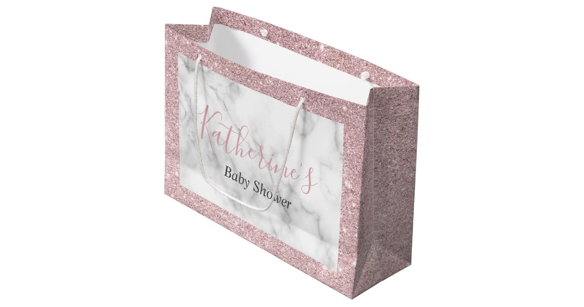 Elegant Rose Gold Glitter White Marble Baby Shower Large Gift Bag Elegant Rose Gold Glitter White Marble Baby Shower Large Gift Bag Zazzle Co Uk