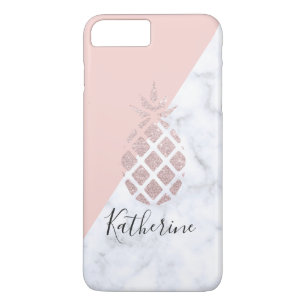 Elegant rose gold glitter white marble blush pink iPhone 8 plus/7 plus case