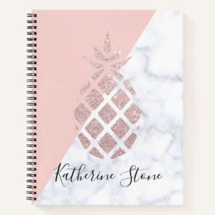 Elegant rose gold glitter white marble blush pink notebook
