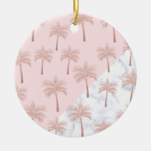 Elegant rose gold glitter & white marble pattern ceramic tree decoration