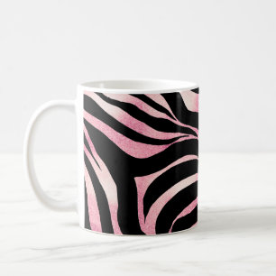 Elegant Rose Gold Glitter Zebra Black Animal Print Coffee Mug