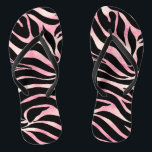 Elegant Rose Gold Glitter Zebra Black Animal Print Flip Flops<br><div class="desc">This Exotic Style hand-drawn Black and faux Rose Gold Glitter Zebra Print aesthetic design photo print is perfect to add an elegant touch to special celebration events or Glam Home Decor. A modern trendy zebra animal print filled with blush pink colours wavy lines and strokes, forming a beautifully tropical pink...</div>