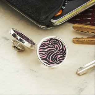 Elegant Rose Gold Glitter Zebra Black Animal Print Lapel Pin