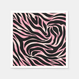 Elegant Rose Gold Glitter Zebra Black Animal Print Napkin
