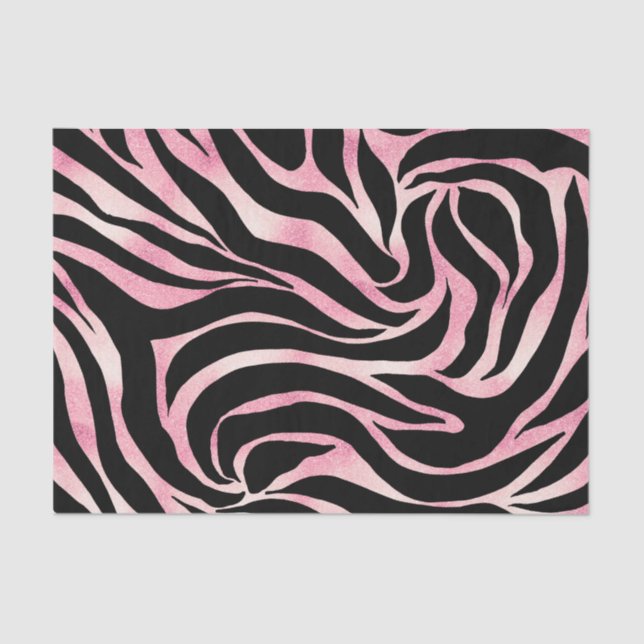 Elegant Rose Gold Glitter Zebra Black Animal Print Tissue Paper (Front)