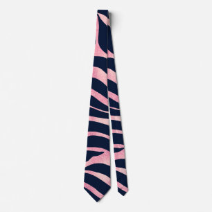 Elegant Rose Gold Glitter Zebra Blue Animal Print Tie