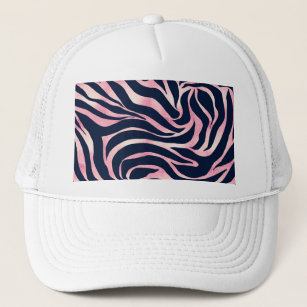 Elegant Rose Gold Glitter Zebra Blue Animal Print Trucker Hat