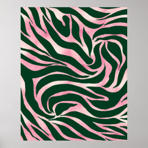 Elegant Rose Gold Glitter Zebra Green Animal Print