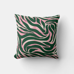 Elegant Rose Gold Glitter Zebra Green Animal Print Cushion