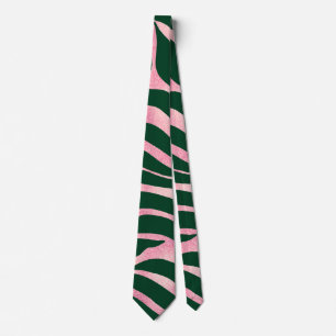 Elegant Rose Gold Glitter Zebra Green Animal Print Tie