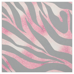 Elegant Rose Gold Glitter Zebra Grey Animal Print Fabric