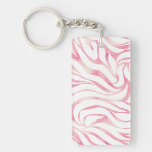 Elegant Rose Gold Glitter Zebra White Animal Print Key Ring