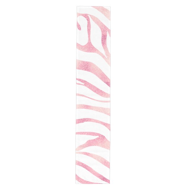 Elegant Rose Gold Glitter Zebra White Animal Print Medium Table Runner (Front)