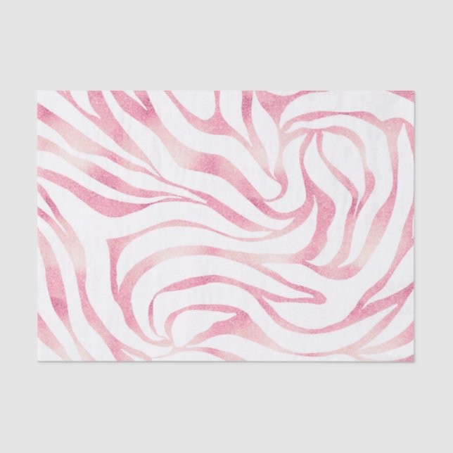 Elegant Rose Gold Glitter Zebra White Animal Print Tissue Paper (Front)