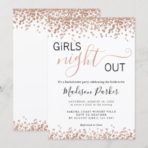 Elegant Rose Gold Glitters White Bachelorette Invitation