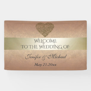 Elegant rose gold  golden abstract heart wedding banner