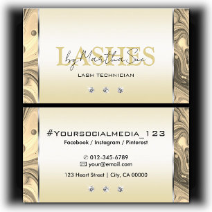 Elegant Rose Gold Golden Marbled with Diamonds Business Card