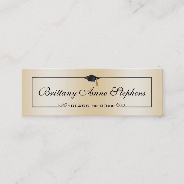 Elegant Rose Gold Graduation Cap Name Card Insert (Front)