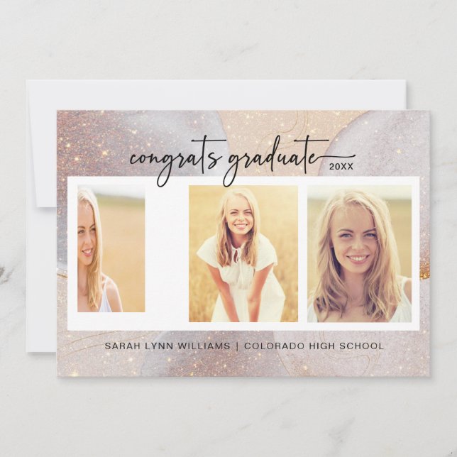 Elegant Rose Gold Graduation Invitation (Front)
