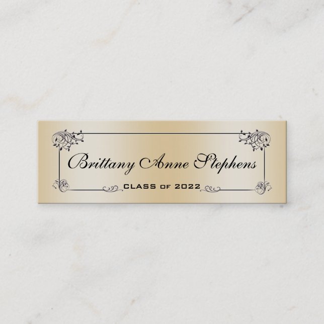 Elegant Rose Gold  Graduation Name Card Insert (Front)