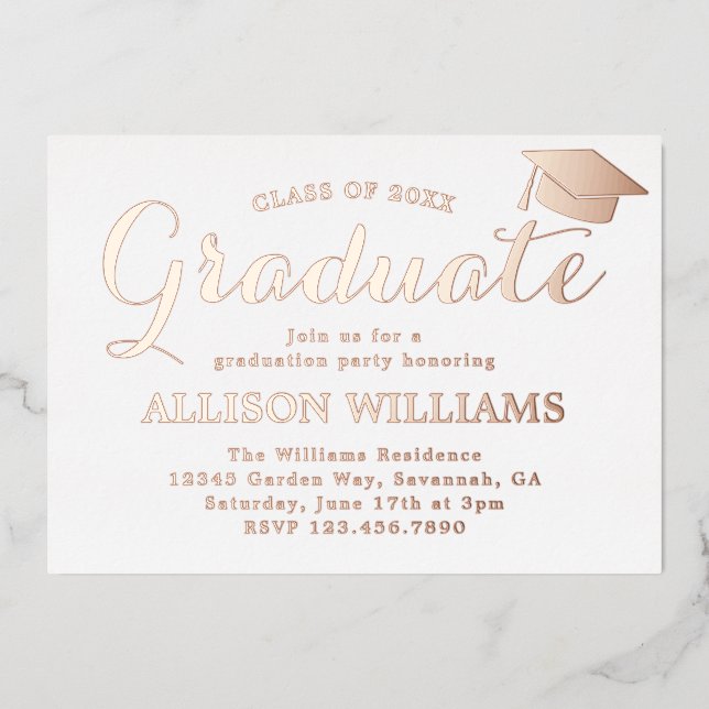 Elegant Rose Gold Graduation Party (Front)