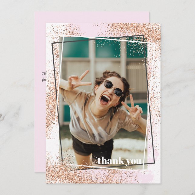 Elegant Rose Gold Graduation Thank You Card (Front/Back)