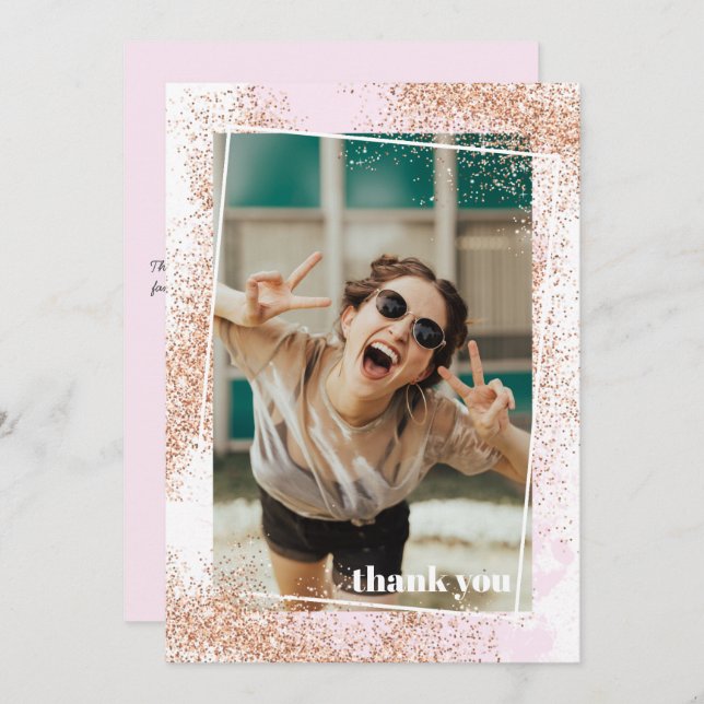 Elegant Rose Gold Graduation Thank You Card (Front/Back)