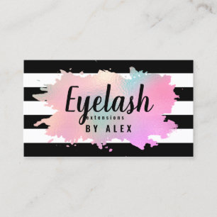 Elegant rose gold & green eyelash extensions business card