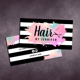 Elegant rose gold & green scissors hairstylist business card