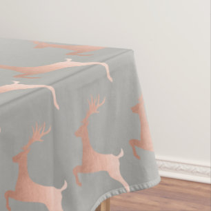 Elegant Rose Gold Grey Christmas Reindeer Pattern Tablecloth