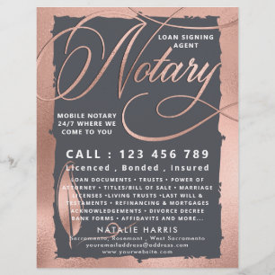 Elegant Rose Gold & Grey Notary Loan Agent Flyer
