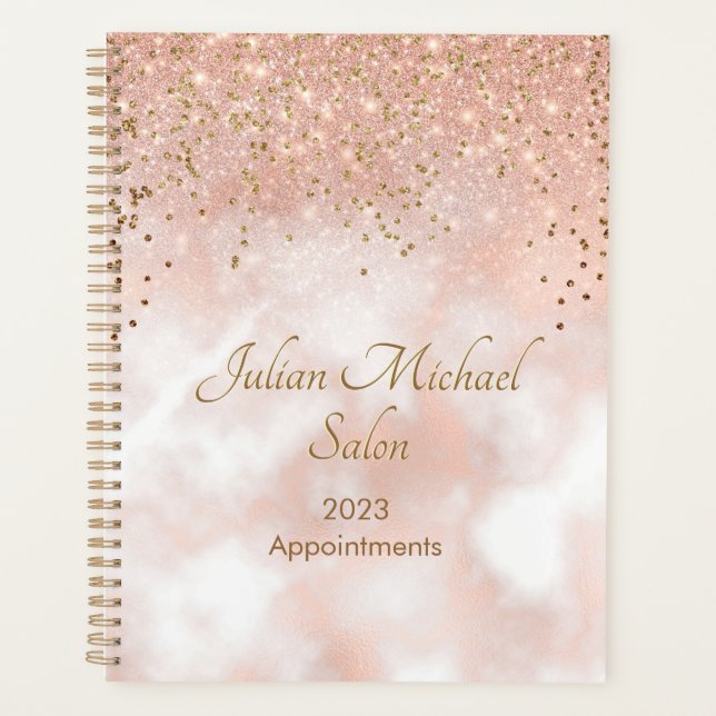 Elegant Rose Gold Hair Salon Appointment Book 2023 Planner (Front)