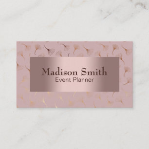 Elegant Rose Gold Hand Drawn Floral Business Card