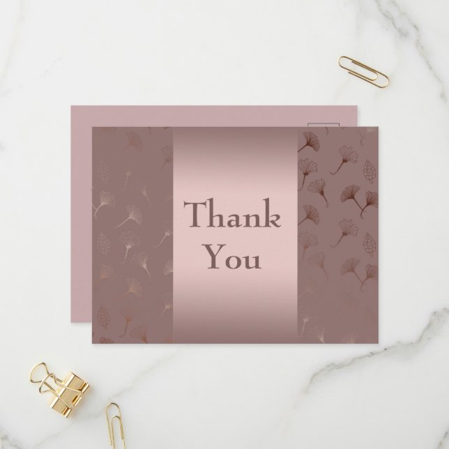 Elegant Rose Gold Hand Drawn Floral Invitation Postcard (Front/Back In Situ)