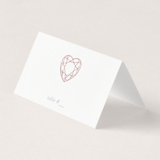 Elegant rose gold heart place cards - folded (Front)