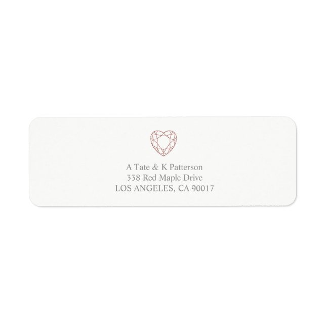 Elegant rose gold heart return address labels (Front)