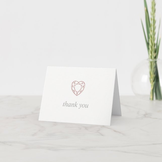 Elegant rose gold heart thank you - folded card (Front)