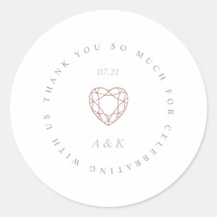 Elegant rose gold heart thank you sticker
