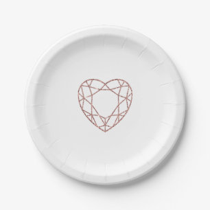 Elegant rose gold heart wedding paper plate