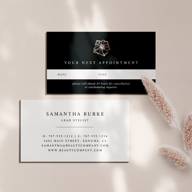 Elegant Rose Gold Hibiscus Flower Appointment Card (Creator Uploaded)