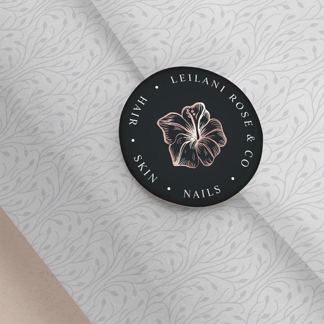 Elegant Rose Gold Hibiscus Flower Personalized Classic Round Sticker (Creator Uploaded)