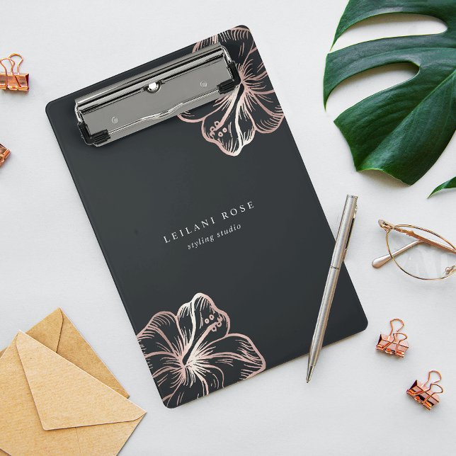 Elegant Rose Gold Hibiscus Flower Personalized Mini Clipboard (Creator Uploaded)