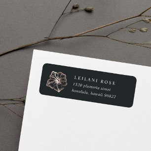 Elegant Rose Gold Hibiscus Flower Return Address