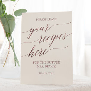 Elegant Rose Gold   Ivory Bridal Shower Recipes Pedestal Sign