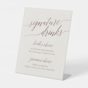 Elegant Rose Gold   Ivory Signature Drinks Pedestal Sign