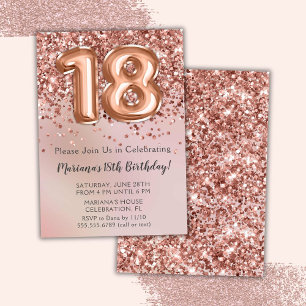 Elegant Rose Gold Kids Girl 18th Birthday Party In Invitation